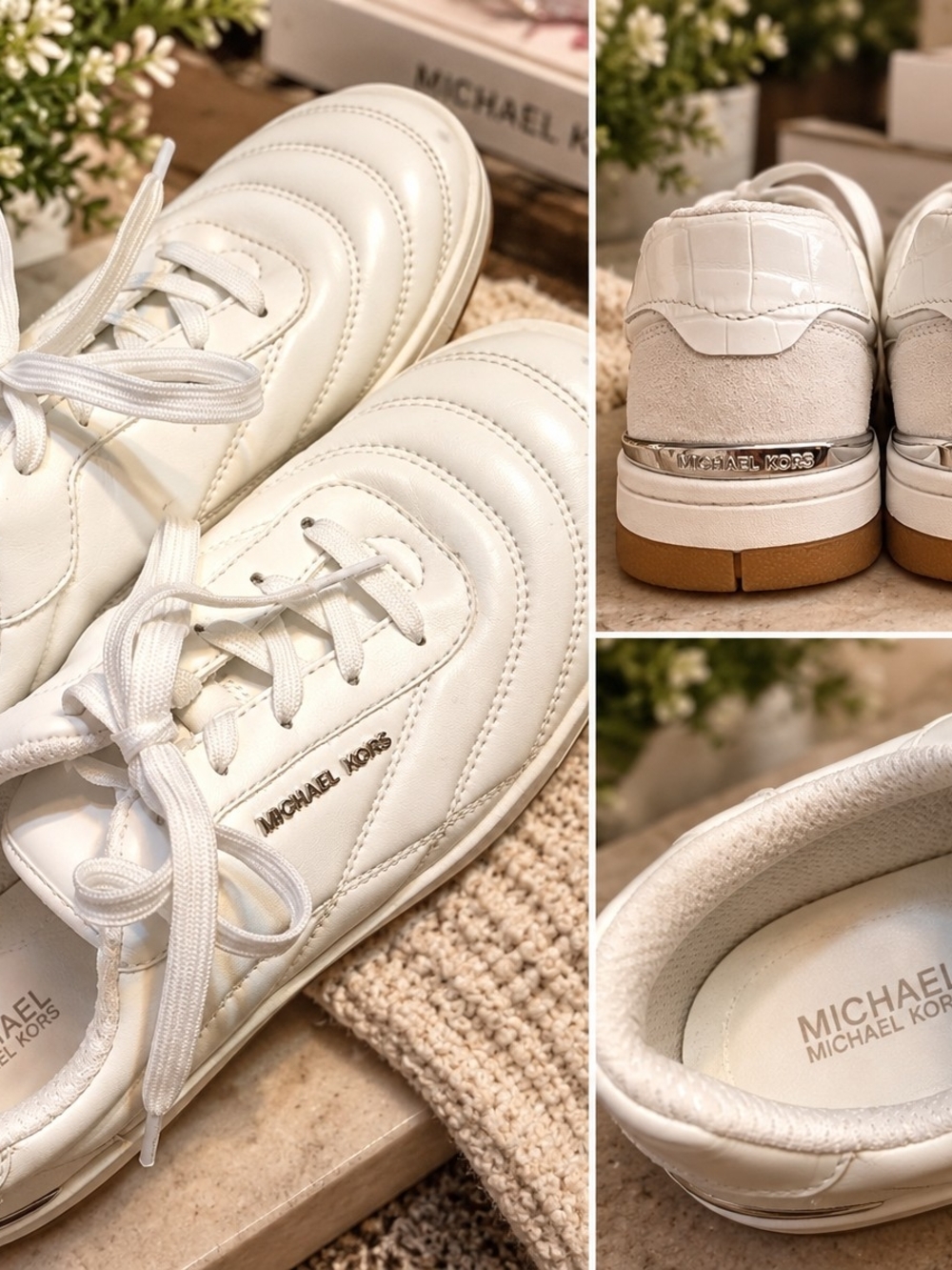 Michael Kors Pia Quilted White Sneakers – Worn Once